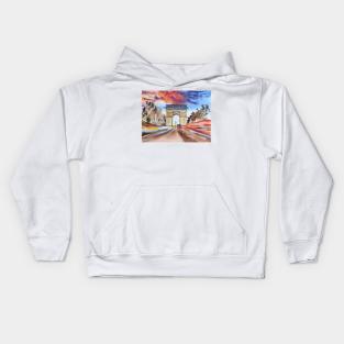 Paris by night watercolors Kids Hoodie